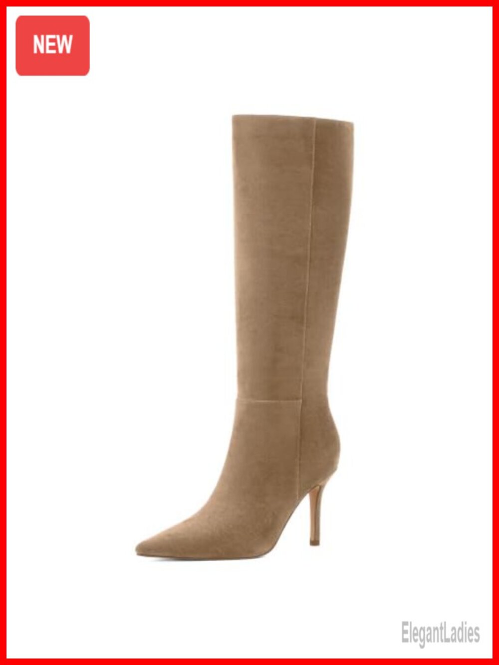 Womens Knee High Boots Pointed Toe Stiletto Heel Faux Suede Tall Boots